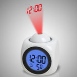 Sveglia con proiezione LED multifunzione Orologio parlante vocale, White without USB cable, Black without USB cable, Black + USB cable, White + USB cable