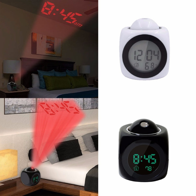 Sveglia con proiezione LED multifunzione Orologio parlante vocale, White without USB cable, Black without USB cable, Black + USB cable, White + USB cable