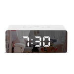 Sveglia a specchio a LED Orologio da tavolo snooze digitale Tempo elettronico Temperatura Ampio display con luce di sveglia, TS-S69-W, TS-S69-L