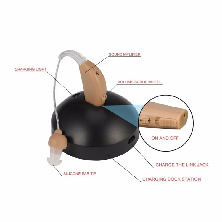 Apparecchio acustico ricaricabile per anziani con EU Plug