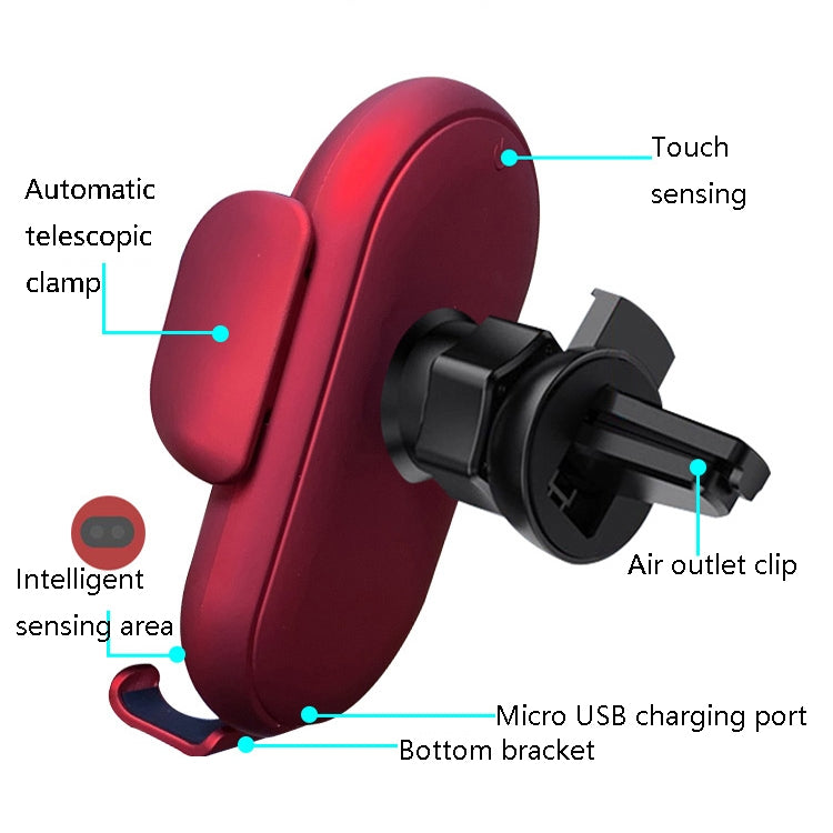 Caricabatterie wireless per auto con sensore a infrarossi intelligente, supporto per auto, caricabatterie wireless per telefono cellulare, Black, Red, Yellow, Blue, Black  (With Suction Cup Bracket), Red  (With Suction Cup Bracket)                     ...