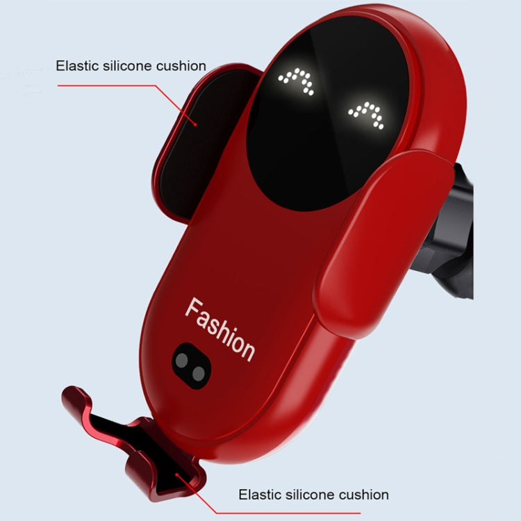 Caricabatterie wireless per auto con sensore a infrarossi intelligente, supporto per auto, caricabatterie wireless per telefono cellulare, Black, Red, Yellow, Blue, Black  (With Suction Cup Bracket), Red  (With Suction Cup Bracket)                     ...