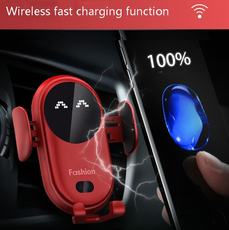 Caricabatterie wireless per auto con sensore a infrarossi intelligente, supporto per auto, caricabatterie wireless per telefono cellulare, Black, Red, Yellow, Blue, Black  (With Suction Cup Bracket), Red  (With Suction Cup Bracket)                     ...