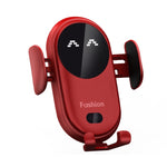 Caricabatterie wireless per auto con sensore a infrarossi intelligente, supporto per auto, caricabatterie wireless per telefono cellulare, Black, Red, Yellow, Blue, Black  (With Suction Cup Bracket), Red  (With Suction Cup Bracket)                     ...