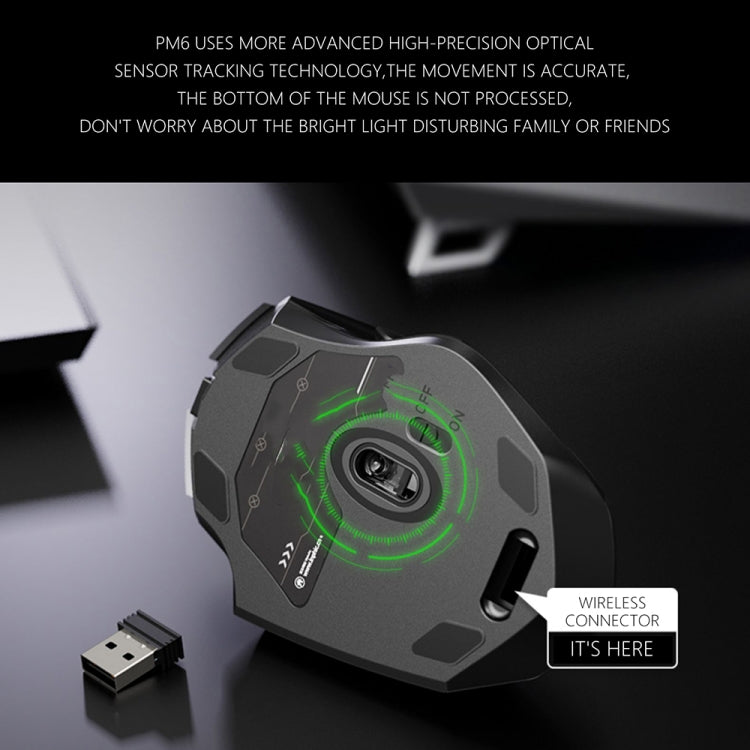 Inphic PM6 6 tasti 1000/1200/1600 DPI Programmazione macro domestica Gaming Mouse meccanico wireless, Black Wireless Charging Silent Version, Gray Wireless Charging Silent Version, Red Wireless Charging Silent Version�����������������������������������...