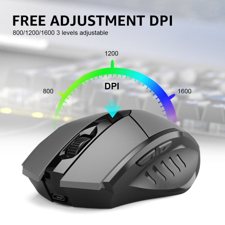Inphic PM6 6 tasti 1000/1200/1600 DPI Programmazione macro domestica Gaming Mouse meccanico wireless, Black Wireless Charging Silent Version, Gray Wireless Charging Silent Version, Red Wireless Charging Silent Version�����������������������������������...