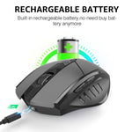 Inphic PM6 6 tasti 1000/1200/1600 DPI Programmazione macro domestica Gaming Mouse meccanico wireless, Black Wireless Charging Silent Version, Gray Wireless Charging Silent Version, Red Wireless Charging Silent Version                                   ...