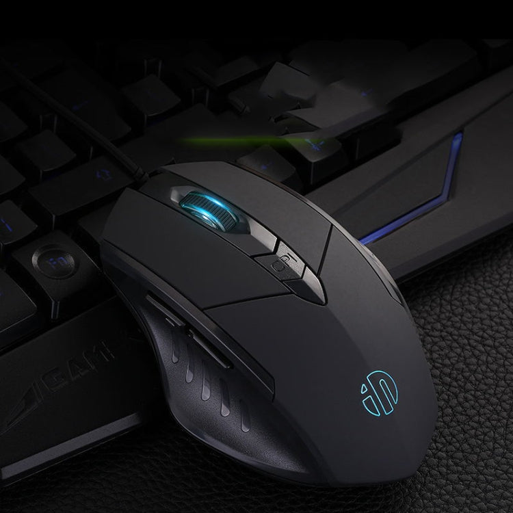 Mouse cablato illuminato Inphic PW1 Game Mute Macro Definition, lunghezza cavo: 1,5 m, Mute Black Business Version, Mute Black Game Version, Mute Red Game Version, Mute Titanium Gray Game Version