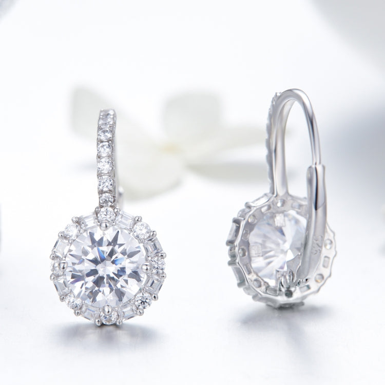 Orecchini pendenti rotondi in argento sterling 925 con zirconi, SCE508