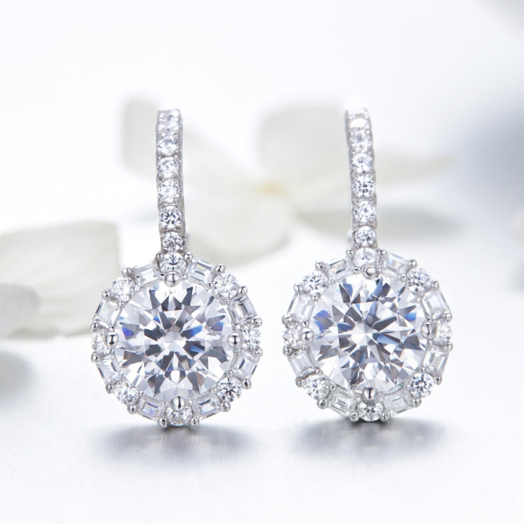 Orecchini pendenti rotondi in argento sterling 925 con zirconi, SCE508