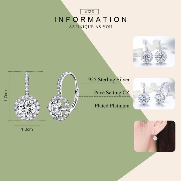 Orecchini pendenti rotondi in argento sterling 925 con zirconi, SCE508