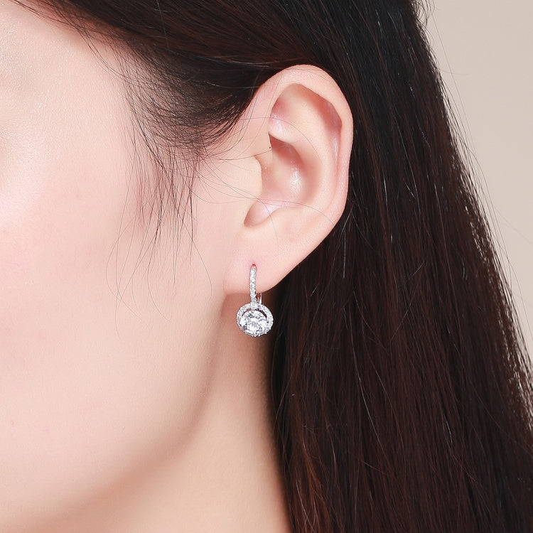 Orecchini pendenti rotondi in argento sterling 925 con zirconi, SCE508