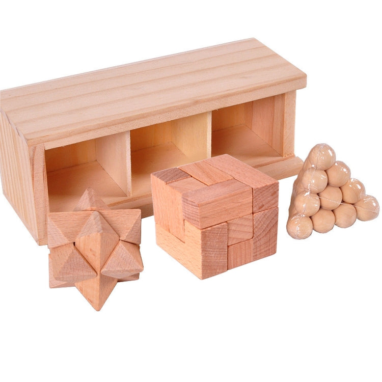 Set 3 scatole di legno gioco educativo per adulti