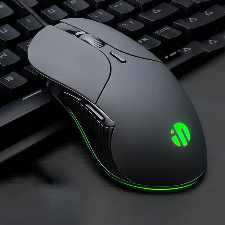Inphic PB1 Mouse cablato da gioco con definizione macro, muto per ufficio aziendale, lunghezza cavo: 1,5 m, Black Silen Business Version, Classic Back Breathing Light, Matte White Breathing Light