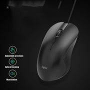 Inphic PB1 Mouse cablato da gioco con definizione macro, muto per ufficio aziendale, lunghezza cavo: 1,5 m, Black Silen Business Version, Classic Back Breathing Light, Matte White Breathing Light