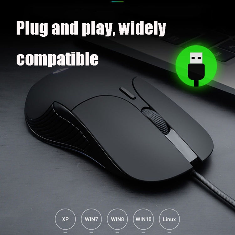 Inphic PB1 Mouse cablato da gioco con definizione macro, muto per ufficio aziendale, lunghezza cavo: 1,5 m, Black Silen Business Version, Classic Back Breathing Light, Matte White Breathing Light