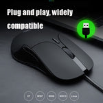 Inphic PB1 Mouse cablato da gioco con definizione macro, muto per ufficio aziendale, lunghezza cavo: 1,5 m, Black Silen Business Version, Classic Back Breathing Light, Matte White Breathing Light