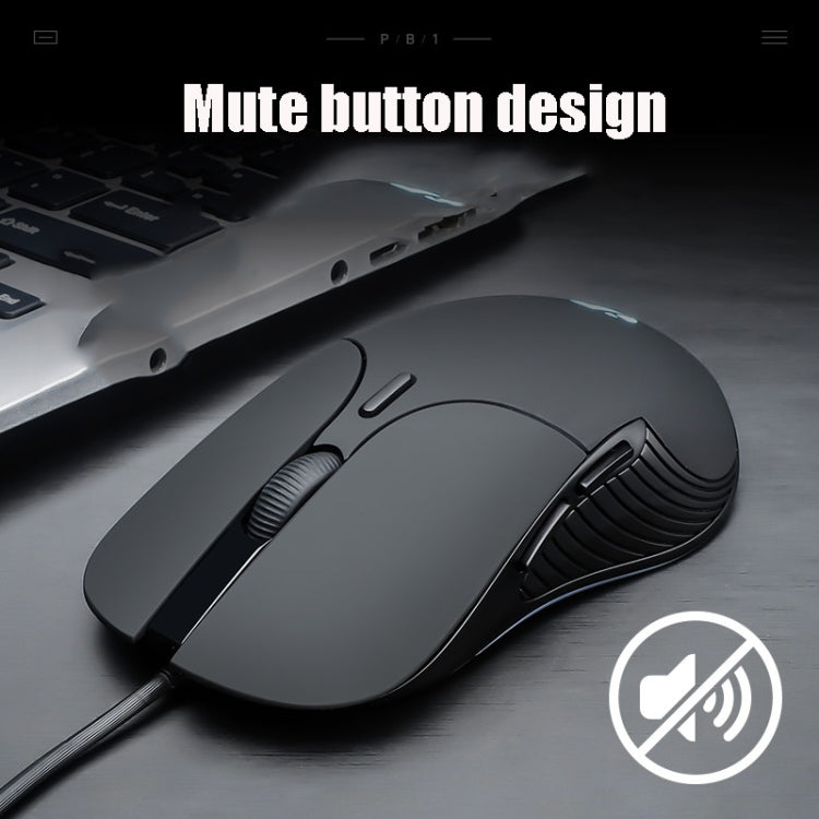 Inphic PB1 Mouse cablato da gioco con definizione macro, muto per ufficio aziendale, lunghezza cavo: 1,5 m, Black Silen Business Version, Classic Back Breathing Light, Matte White Breathing Light
