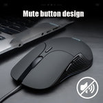 Inphic PB1 Mouse cablato da gioco con definizione macro, muto per ufficio aziendale, lunghezza cavo: 1,5 m, Black Silen Business Version, Classic Back Breathing Light, Matte White Breathing Light