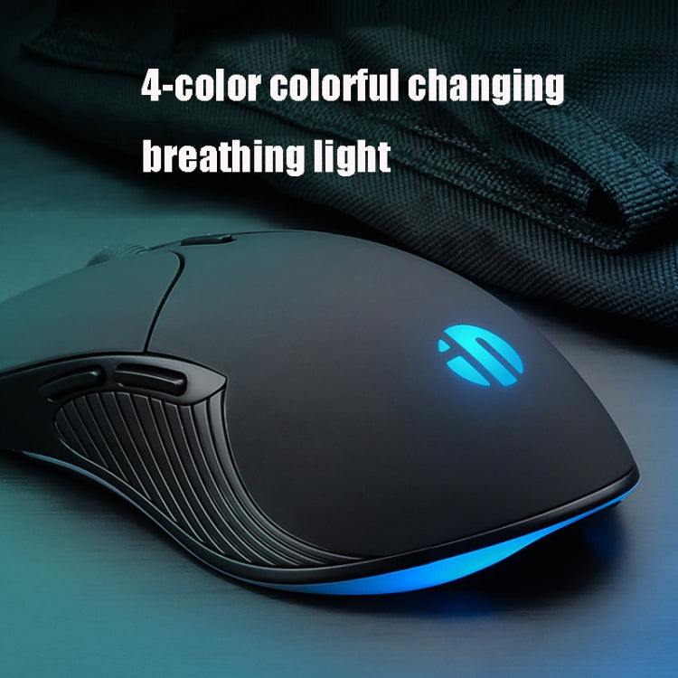 Inphic PB1 Mouse cablato da gioco con definizione macro, muto per ufficio aziendale, lunghezza cavo: 1,5 m, Black Silen Business Version, Classic Back Breathing Light, Matte White Breathing Light