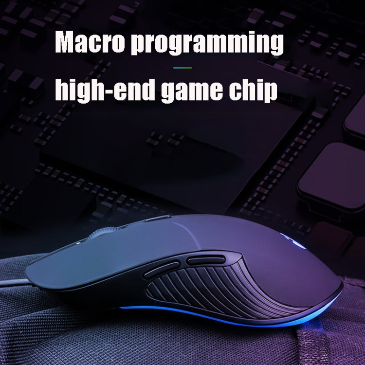 Inphic PB1 Mouse cablato da gioco con definizione macro, muto per ufficio aziendale, lunghezza cavo: 1,5 m, Black Silen Business Version, Classic Back Breathing Light, Matte White Breathing Light