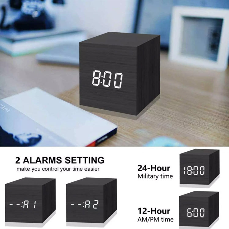 Suoni multicolori Controllo Orologio in legno Moderno LED digitale Sveglia da scrivania Termometro Timer, Black White, Black Red, Black Blue, Black Green, White Wood, White Red, White Blue, White Green, Wooden White, Wooden Red, Wooden Blue, Wooden Gre...
