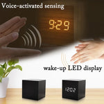 Suoni multicolori Controllo Orologio in legno Moderno LED digitale Sveglia da scrivania Termometro Timer, Black White, Black Red, Black Blue, Black Green, White Wood, White Red, White Blue, White Green, Wooden White, Wooden Red, Wooden Blue, Wooden Gre...