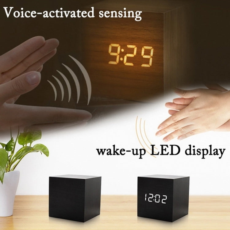 Suoni multicolori Controllo Orologio in legno Moderno LED digitale Sveglia da scrivania Termometro Timer, Black White, Black Red, Black Blue, Black Green, White Wood, White Red, White Blue, White Green, Wooden White, Wooden Red, Wooden Blue, Wooden Gre...