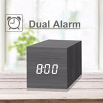 Suoni multicolori Controllo Orologio in legno Moderno LED digitale Sveglia da scrivania Termometro Timer, Black White, Black Red, Black Blue, Black Green, White Wood, White Red, White Blue, White Green, Wooden White, Wooden Red, Wooden Blue, Wooden Gre...