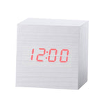 Suoni multicolori Controllo Orologio in legno Moderno LED digitale Sveglia da scrivania Termometro Timer, Black White, Black Red, Black Blue, Black Green, White Wood, White Red, White Blue, White Green, Wooden White, Wooden Red, Wooden Blue, Wooden Gre...