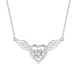 Collana in argento sterling S925 con ali vibranti placcate in oro bianco e zirconi, BSN287