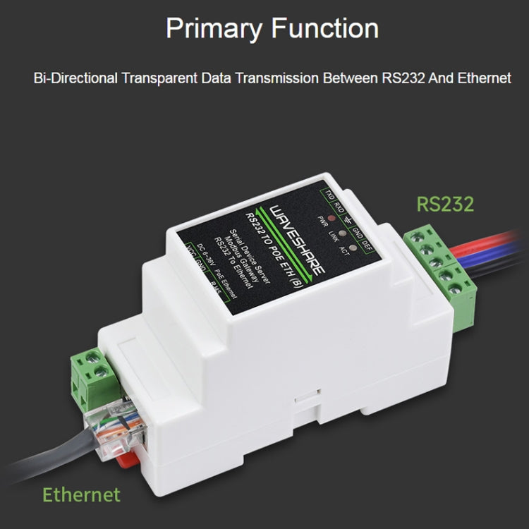 Server seriale industriale Waveshare 23950 da RS232 a RJ45 Ethernet da TCP/IP a seriale, 23951