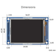 Waveshare 16498 Touch LCD da 3,2 pollici 320x240 pixel (D), con pannello a sfioramento e controller autonomi, 3.2inch LCD (D)