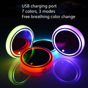 Sottobicchiere antiscivolo con ricarica USB, sottobicchiere luminoso per auto da 2 pezzi, Car Luminous Water Coaster