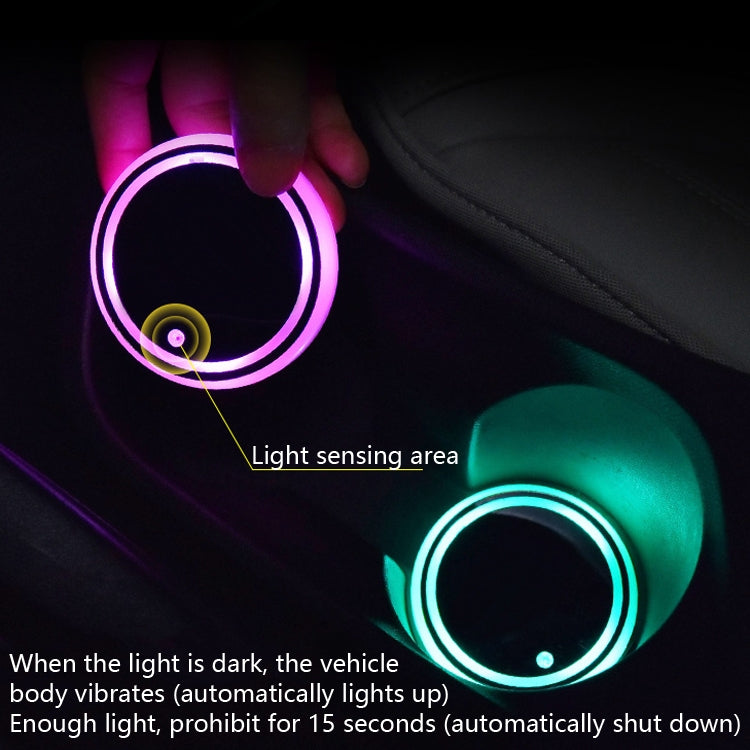 Sottobicchiere antiscivolo con ricarica USB, sottobicchiere luminoso per auto da 2 pezzi, Car Luminous Water Coaster