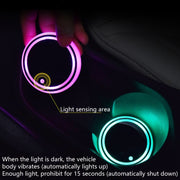 Sottobicchiere antiscivolo con ricarica USB, sottobicchiere luminoso per auto da 2 pezzi, Car Luminous Water Coaster