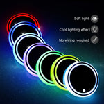 Sottobicchiere antiscivolo con ricarica USB, sottobicchiere luminoso per auto da 2 pezzi, Car Luminous Water Coaster