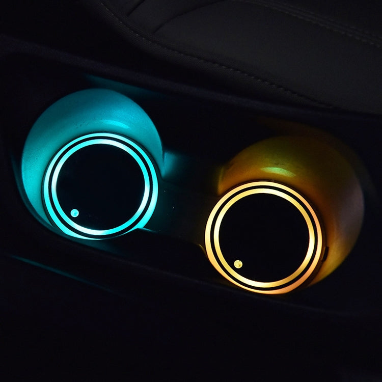 Sottobicchiere antiscivolo con ricarica USB, sottobicchiere luminoso per auto da 2 pezzi, Car Luminous Water Coaster
