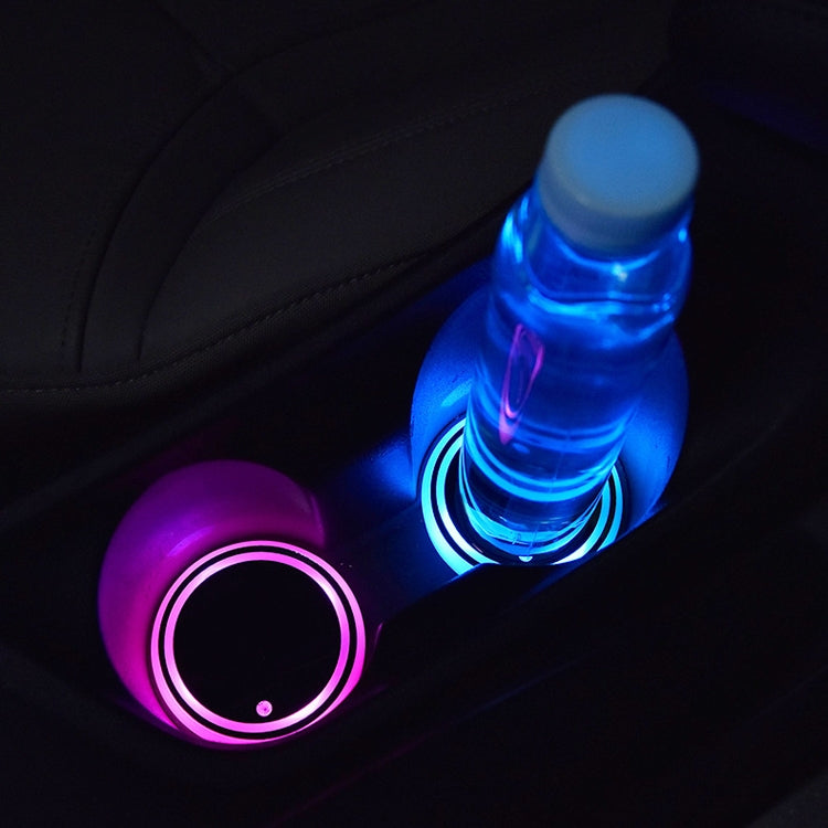 Sottobicchiere antiscivolo con ricarica USB, sottobicchiere luminoso per auto da 2 pezzi, Car Luminous Water Coaster