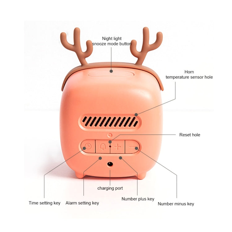 Sveglia LED per studenti ricaricabile USB multifunzionale a forma di cervo dei cartoni animati per bambini