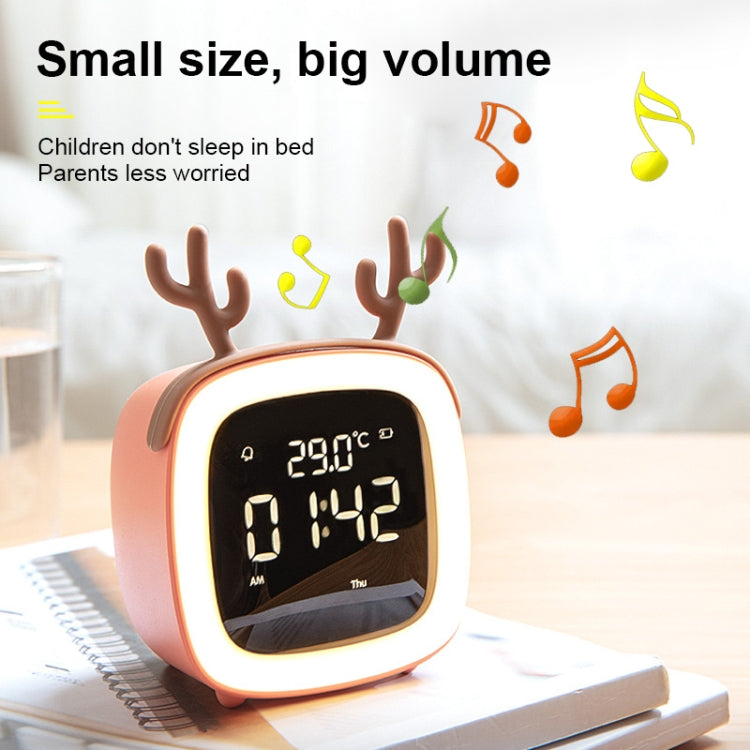 Sveglia LED per studenti ricaricabile USB multifunzionale a forma di cervo dei cartoni animati per bambini