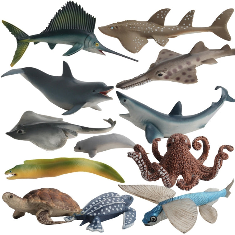 3 ornamenti per modelli di animali marini di simulazione, Serrated Ray, Rays, Sea Turtle, Mako Shark, Happy Dolphin, Small Sea Dog, Sailfish, Guitarfish, Octopus, Flying Fish, Leatherback Turtle, Eel