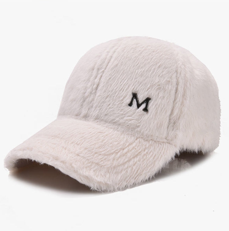 Berretto da baseball in peluche con pelliccia di coniglio ispessita autunno e inverno da donna, Adjustable