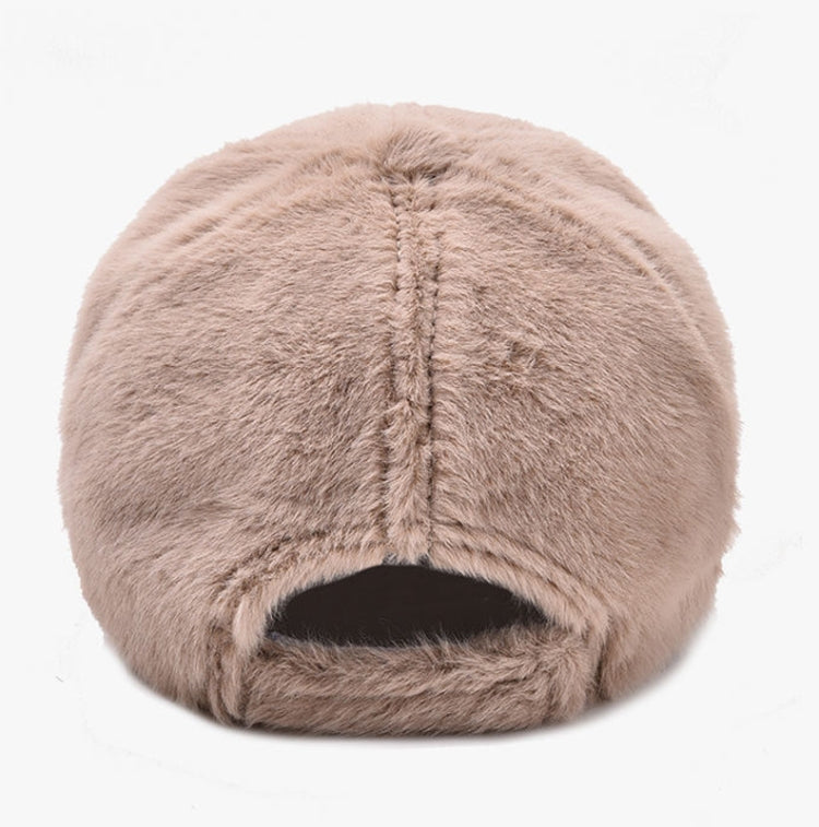 Berretto da baseball in peluche con pelliccia di coniglio ispessita autunno e inverno da donna, Adjustable