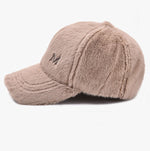 Berretto da baseball in peluche con pelliccia di coniglio ispessita autunno e inverno da donna, Adjustable