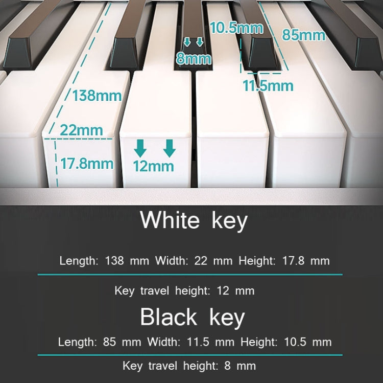 Tastiera per pianoforte elettronico portatile pieghevole Wersi a 88 tasti per pianoforte per principianti, spina CN, USB White, USB Black