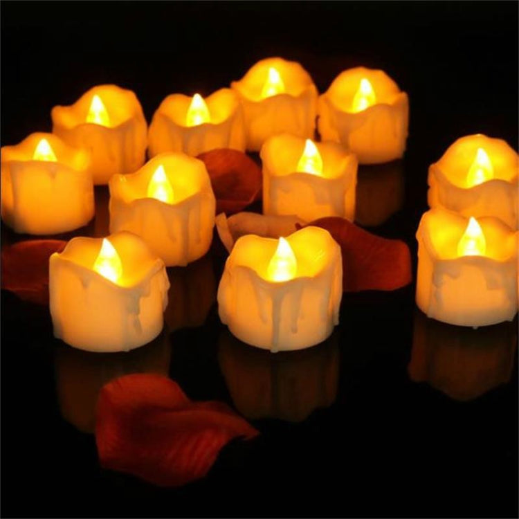 12 pz/scatola LED candela elettronica cera da tè simulazione lacrime lume di candela elettronico decorazione di nozze a lume di candela