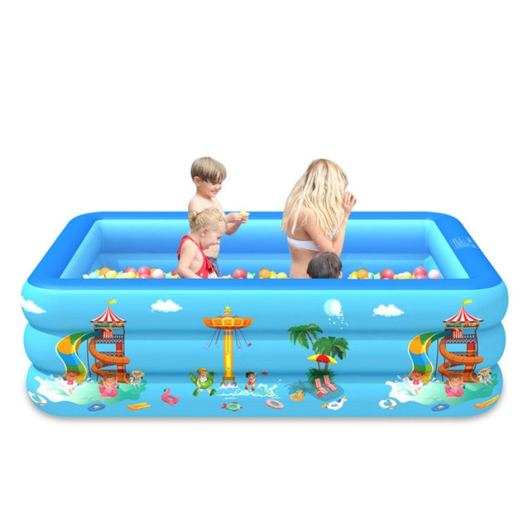 Piscina gonfiabile quadrata per bambini con modello di parco divertimenti per interni ed esterni per uso domestico, 130 x 85 x 50cm, 150 x 110 x 50cm, 180 x 130 x 55cm, 210 x 135 x 55cm