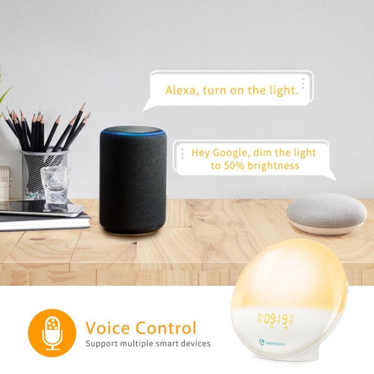 Sveglia elettronica ad attivazione vocale Alexa Sveglia all'alba Luce notturna Supporto Controllo APP intelligente,, EU Plug, US Plug, UK Plug