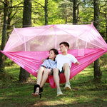 Zanzariera da esterno per 1-2 persone, paracadute, amaca, campeggio, letto sospeso, altalena, sedia doppia portatile, 260 x 140 cm, 260x140cm Blue Grey, 260x140cm Pink, 260x140cm Pink Blue, 260x140cm Green, 260x140cm Yelliw Green, 260x140cm Dark Blue  ...